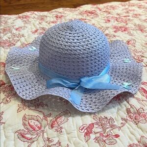 Early 2000s GAP Kids Lilac Purple Bow Straw Hat!